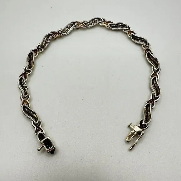 8" genuine diamond and vermeil over sterling silver, stamped bracelet! - Picture 5 of 10